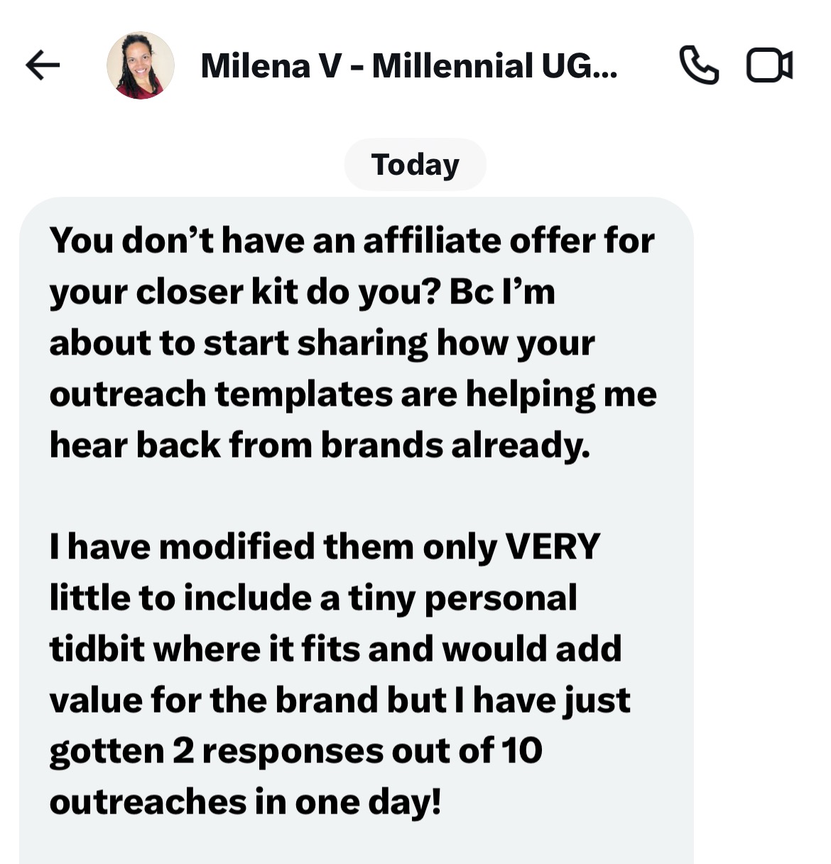Milena - 2 responses in 1 day