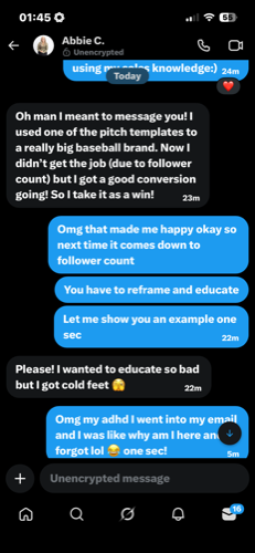 Abbie's DM: used pitch template on a big baseball brand