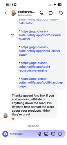 Jen E DM: I'm down to help spread the word about your products